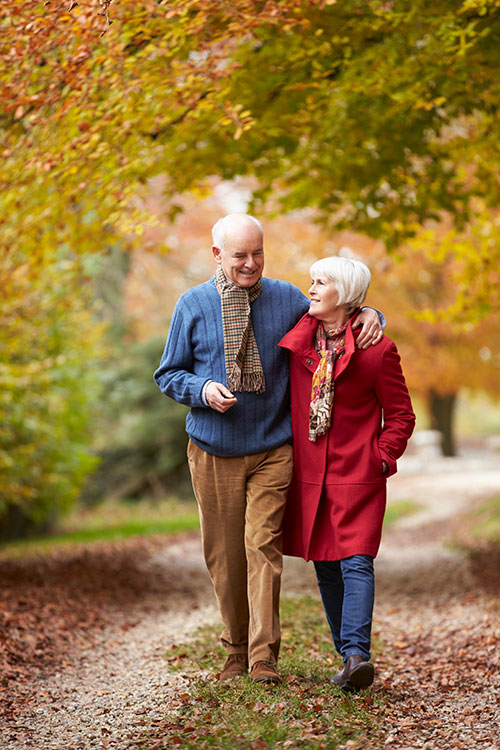 couple walking fall