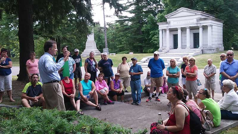 outdoor lecture in cemetery photo